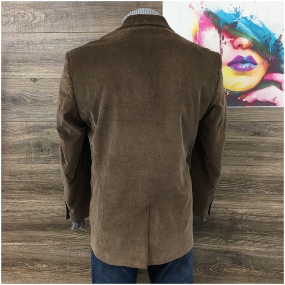 Adolfo Mens Blazer Sport Coat Two Button Casual Jacket Size 44R Corduroy Suits‎ - Picture 6 of 13